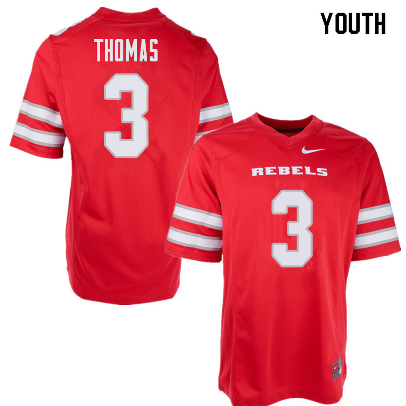 Youth UNLV Rebels #3 Lexington Thomas College Football Jerseys Sale-Red - Click Image to Close